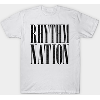 Rhythm Nation 80s Aesthetic Typography Design Men's T-Shirt — Mens T Shirts