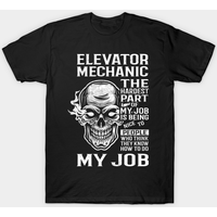 T-shirt pour homme Mécanicien d'ascenseur - Noir