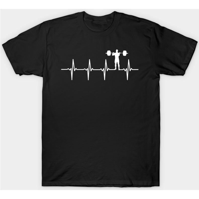 T-Shirt Poids Lifting Heartbeat pour Hommes - Noir — T-shirts pour hommes