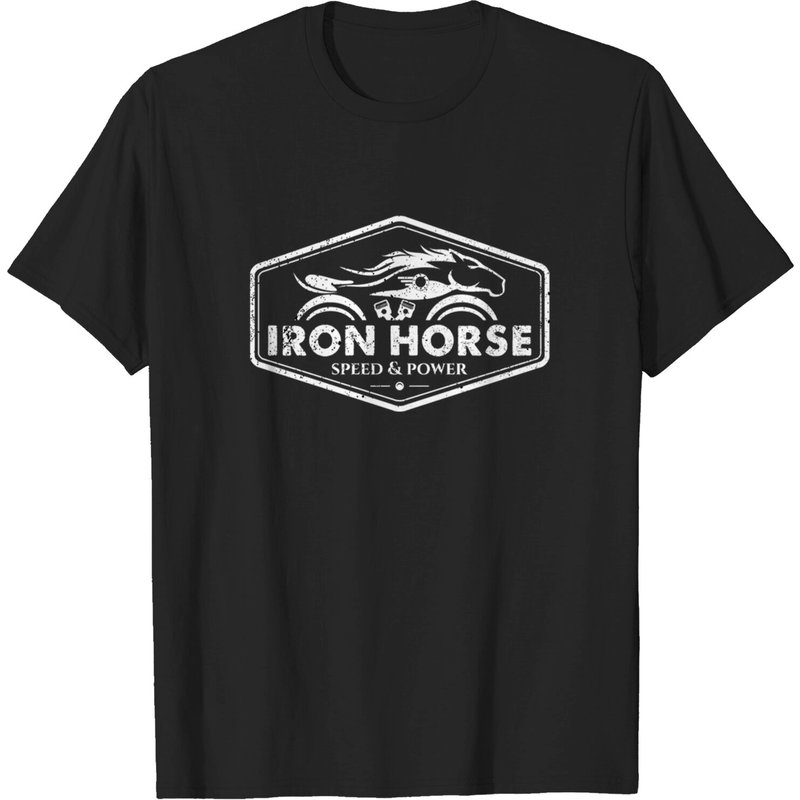 T-shirt pour hommes Illustration Iron Horse White — T-shirts pour hommes
