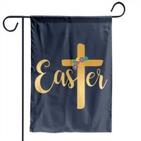 Drapeaux de jardin croix chrétienne dorée de Pâques par Printerval — Drapeaux décoratifs