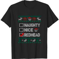 Naughty Nice Redhead Ugly Christmas Sweater T-Shirt for Men