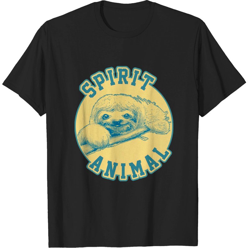T-shirt Spirit Animal Sloth pour hommes en noir — T-shirts pour hommes