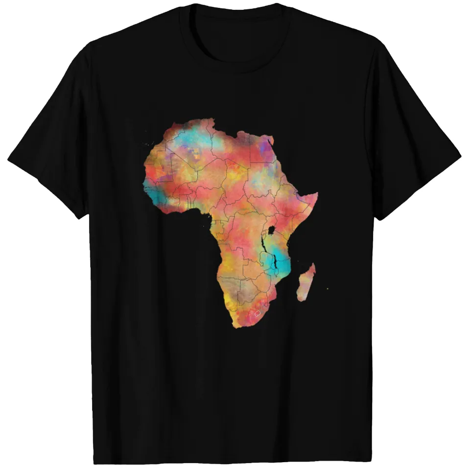 Africa Map T-Shirt for Men - Black
