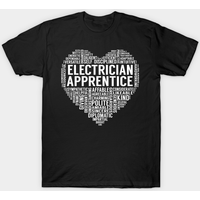 T-Shirt Électricien Apprenti avec Cœur pour Hommes en Bleu Royal — T-shirts pour hommes