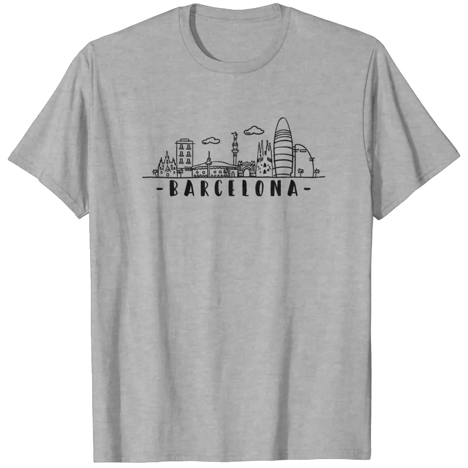 Barcelona Skyline T-Shirt for Men - Black