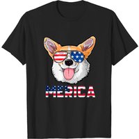 T-shirt Merica Corgi Chien Drapeau Américain pour Hommes