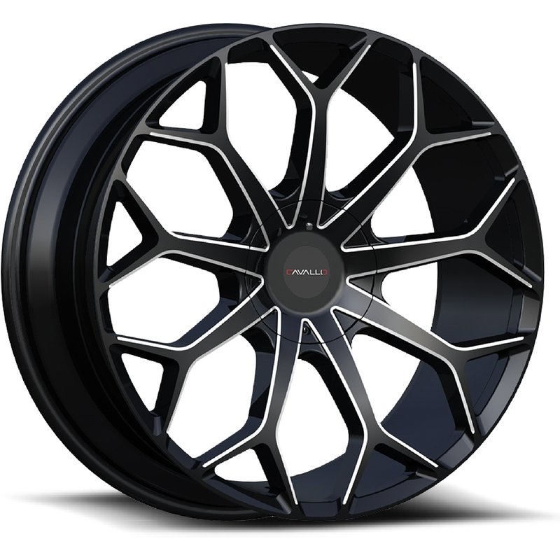 Cavallo CLV-22 Gloss Black Milled Wheels 20x8.5 5x108 35 Offset — Wheels & Rims