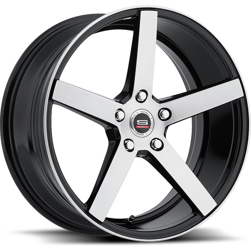 Spec-1 SP-36 Black with Brushed Finish 18x8 Wheels 5x114.3 — Wheels & Rims