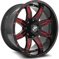 XF Off-Road XF-215 Gloss Black Red Milled Wheels - 20x10 -5x127