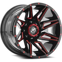 XF Off-Road XF-218 Gloss Black Red Milled Wheels - 20x10 -5x127