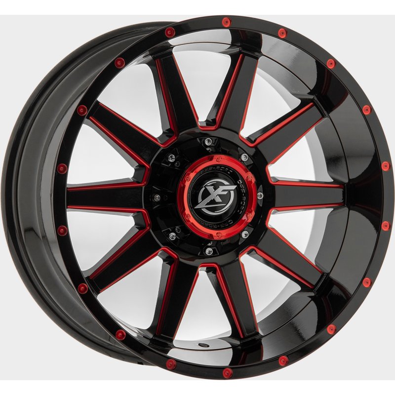 XF Off-Road XF-219 Gloss Black Red Milled Wheels - 17x9 - 5x127 — Wheels & Rims