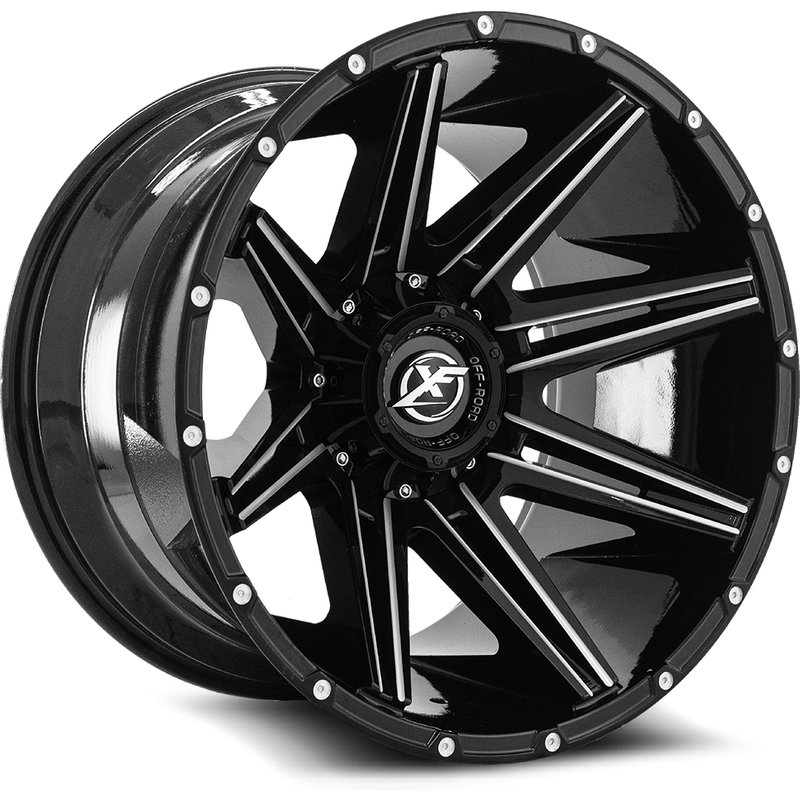 XF Off-Road XF-220 Gloss Black Milled Wheels - 17x9 - 5x127 — Wheels & Rims