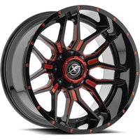 XF Off-Road XF-222 Gloss Black Red Milled Wheels - 20x10 -5x127