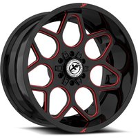 XF Off-Road XF-233 Gloss Black Red Milled Wheels - 20x10 -5x127
