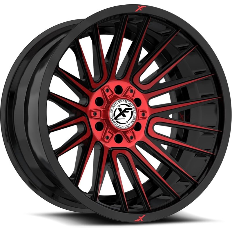 XF Off-Road XF-234 Gloss Black Red Machined Wheels 17x9 5x127 — Wheels & Rims