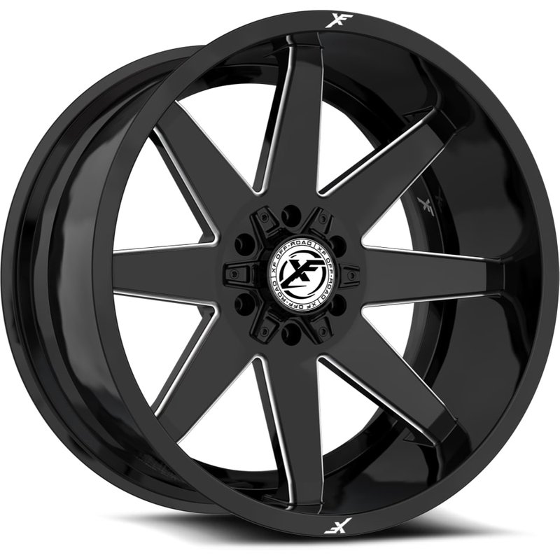 XF Off-Road XF-236 Gloss Black Milled Wheels - 20x10 -5x127 — Wheels & Rims