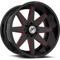 Roues XF Off-Road XF-236 Noir Brillant Rouge Milled - 20x10 - 5x127