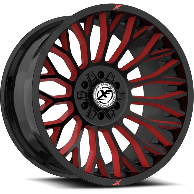XF Off-Road XF-237 Gloss Black Red Milled Wheels - 20x10 -6x135 — Wheels & Rims