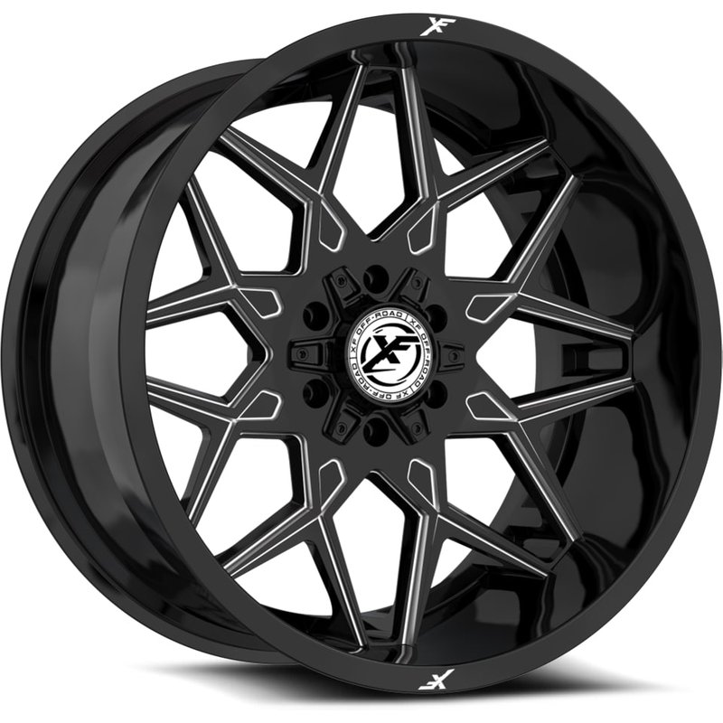 Roues XF Off-Road XF-238 Moulées Noires Brillantes - 17x9 - 5x127 — Roues et jantes