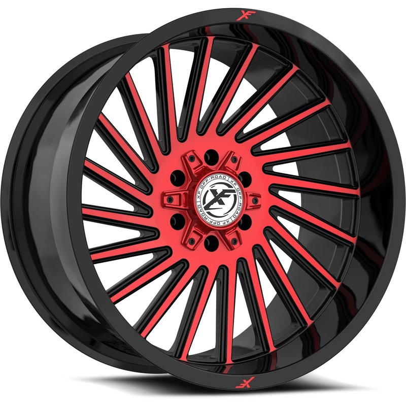 XF Off-Road XF-239 Gloss Black Red Machined Wheels 20x10 -12 Offset — Wheels & Rims