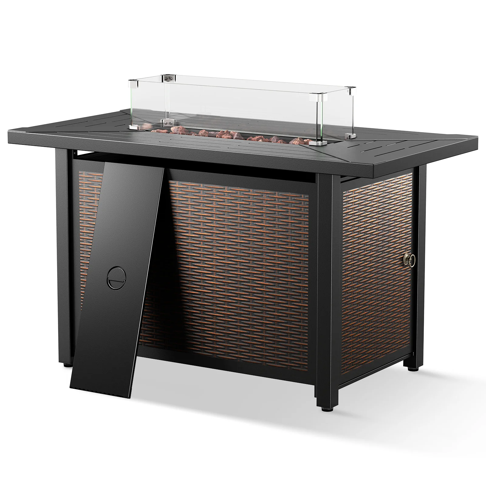 Belord 43" Rectangular Iron Propane Fire Pit Table 50,000 BTU ETL Brown
