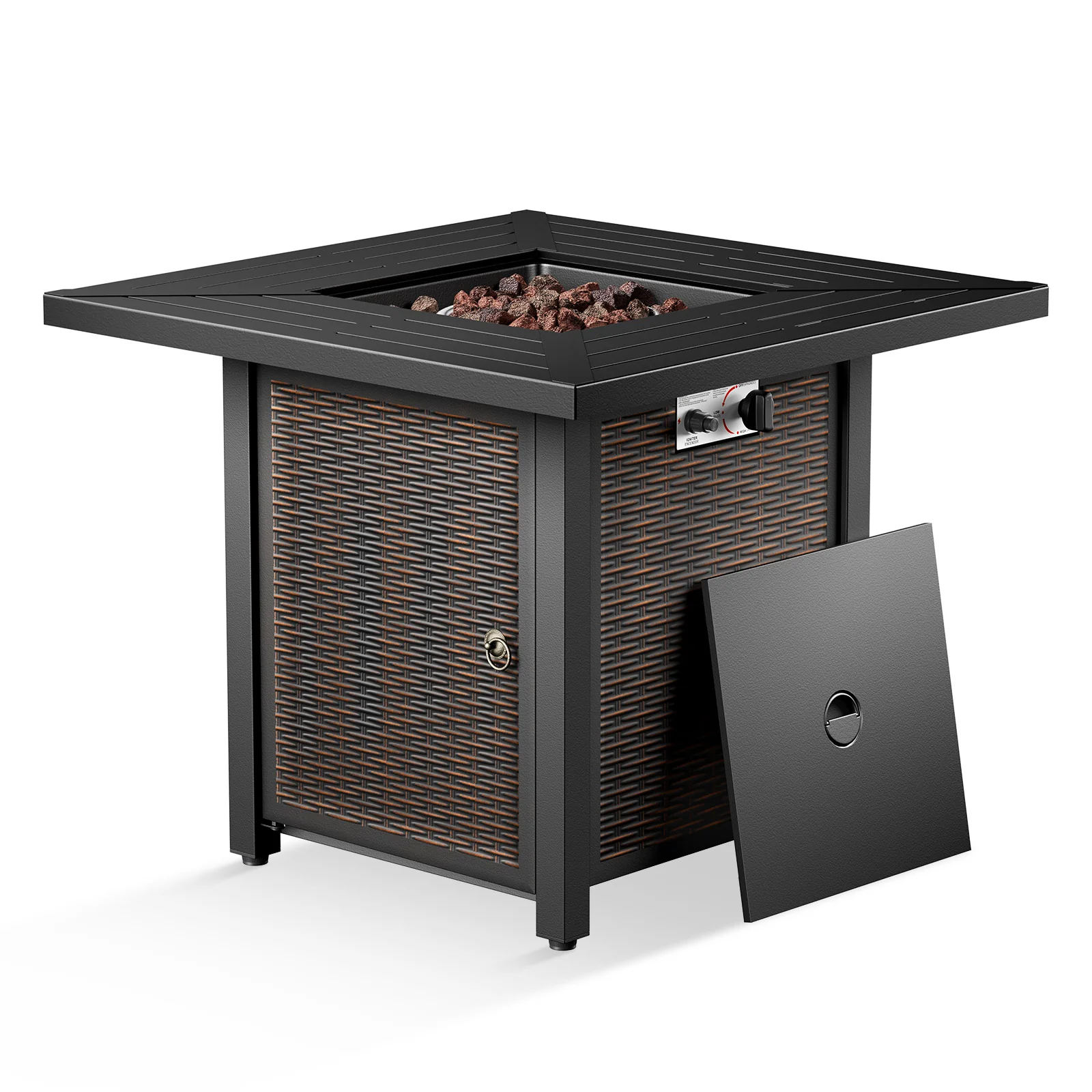 Belord 30" Iron Propane Fire Pit Table 50,000 BTU ETL Certified Brown
