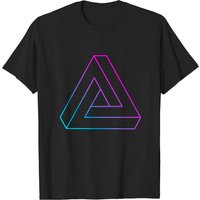 Mc Escher Impossible Triangle Cyan to Magenta Gradient T-Shirt