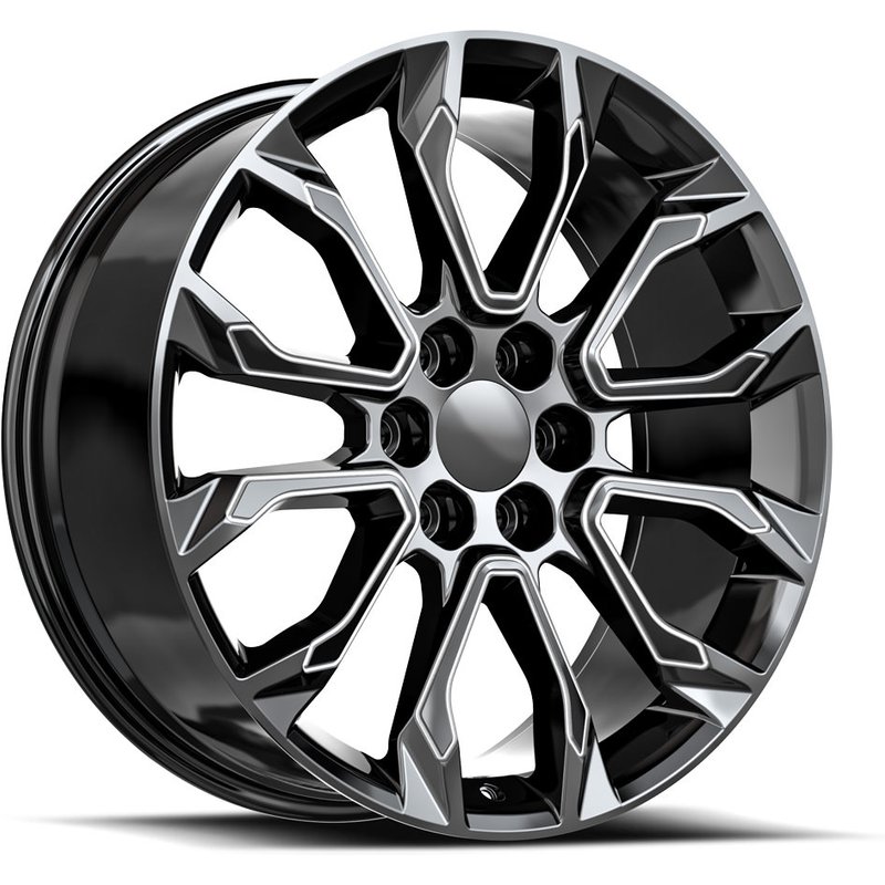 Roues O.E. Revolution G-38 Noir Brillant Milled - 22x9 - 6x139.7 — Roues et jantes