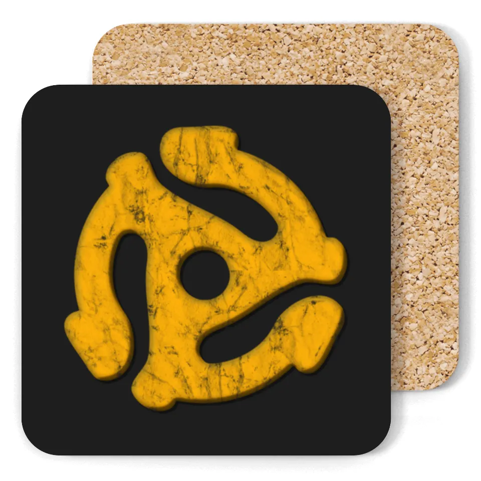 45 Record Adapter Coaster - Distressed Music Design — Coasters & Placemats