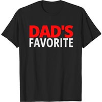 T-Shirts Dad's Favorite pour Hommes en Noir avec Lettres Rouges et Blanches
