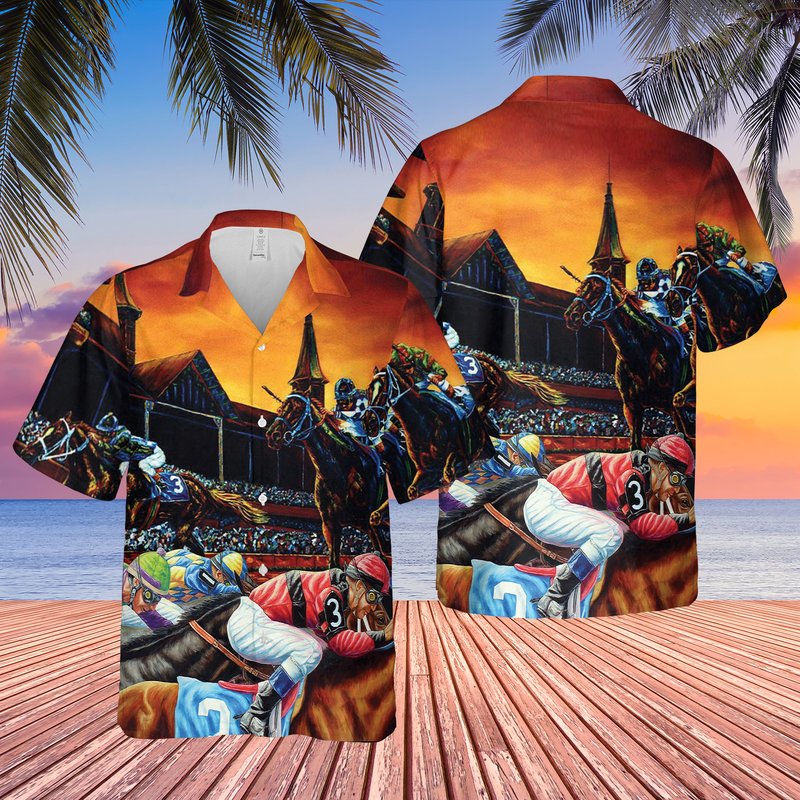 Chemise hawaïenne Kentucky Derby Course de Chevaux — Chemises décontractées pour hommes
