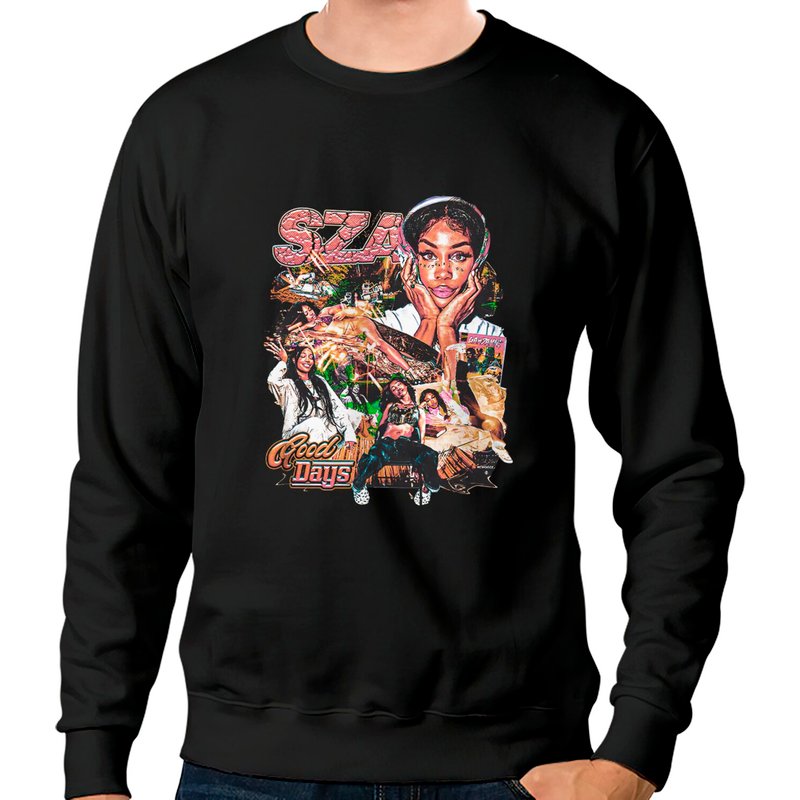Sweat à col rond unisexe Sza en noir — Sweats à capuche pour hommes