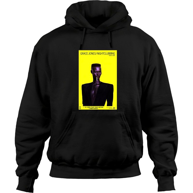 Hoodie Unisexe Noir Grace Jones Nightclubbing — Sweats à capuche pour hommes