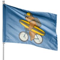 Surfing Bear House Flags - Double-Sided Print