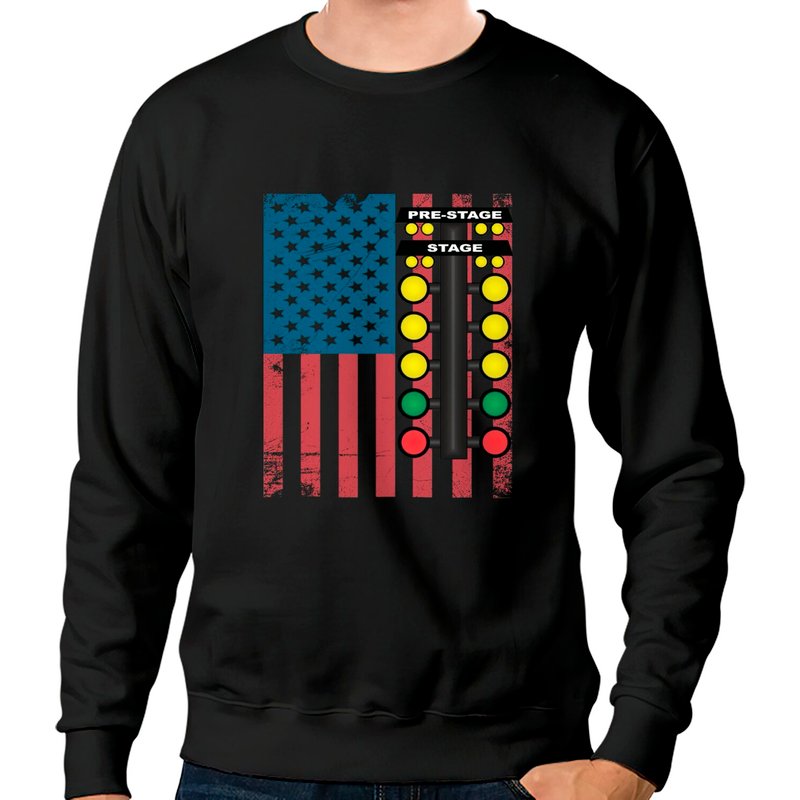 Sweatshirts Drag Car Racing Drapeau USA pour Unisexe