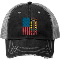 Casquette Trucker Drapeau USA Drag Car Racing — Casquette de baseball
