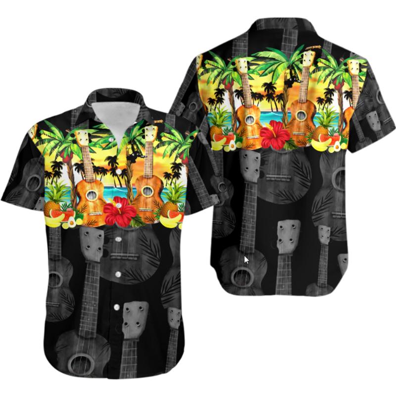 Chemise décontractée Hawaiian Ukulele pour hommes — Chemises décontractées pour hommes