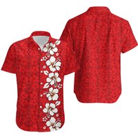 Chemise hawaïenne rouge classique pour unisexe