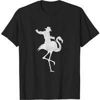 T-shirt Distressed Cowboy Montant un Flamant Rose pour Hommes