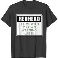 T-shirt Red Head Warning Label — T-shirts pour hommes
