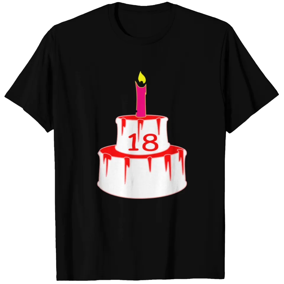 18 Birthday Cake T-shirt Men's Heavyweight T-shirt Black — Mens T Shirts