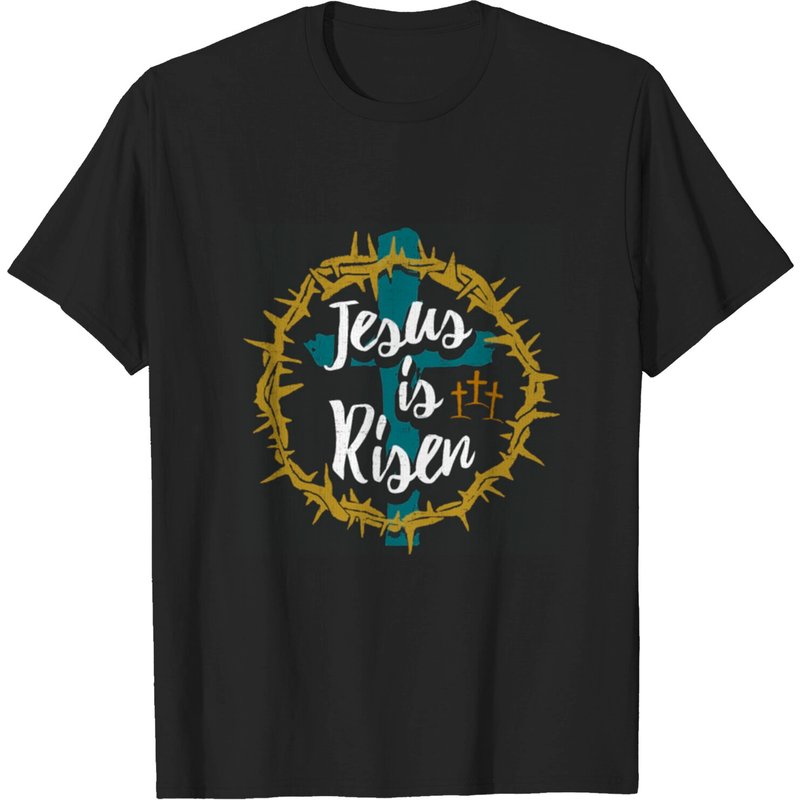 T-shirt Jésus Est Ressuscité pour Hommes en Noir — T-shirts pour hommes