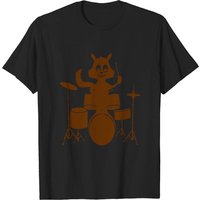 T-shirt Squirrel Cat On The Drums Drummer pour hommes