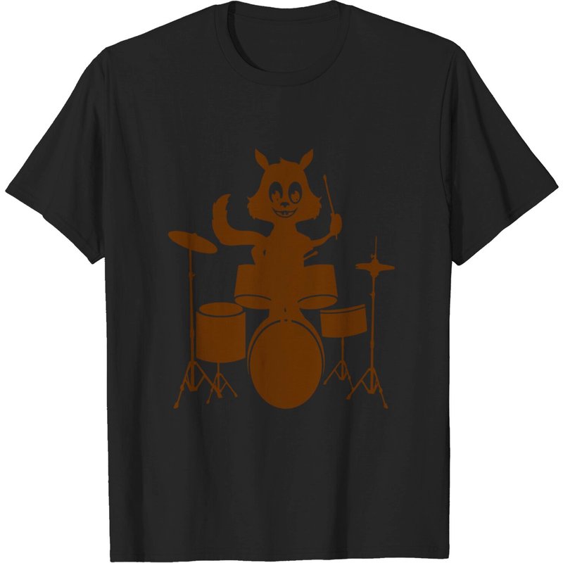 T-shirt Squirrel Cat On The Drums Drummer pour hommes — T-shirts pour hommes