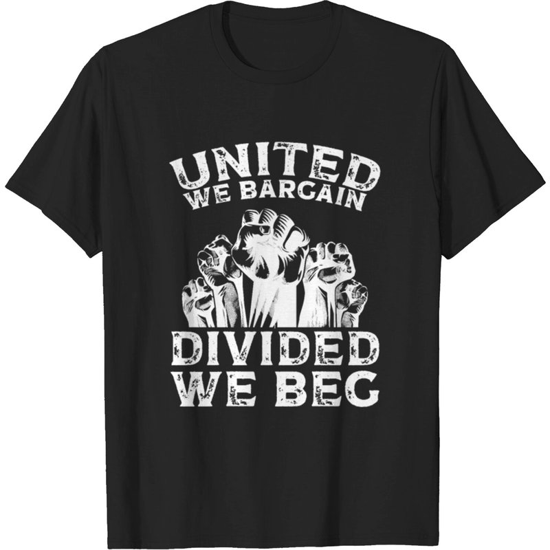 T-shirt United We Bargain Divided We Beg pour hommes à l'occasion de la fête du Travail