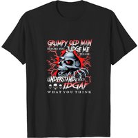 T-shirt Skull Grumpy Old Man pour hommes en noir