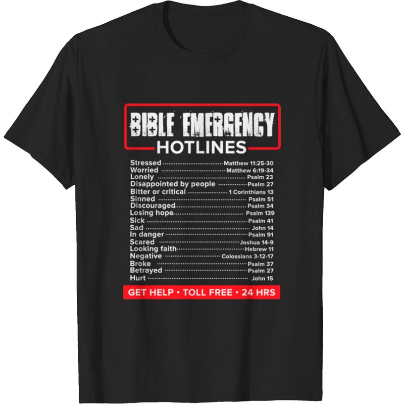 T-shirt Bible Emergency Hotlines pour hommes — T-shirts pour hommes