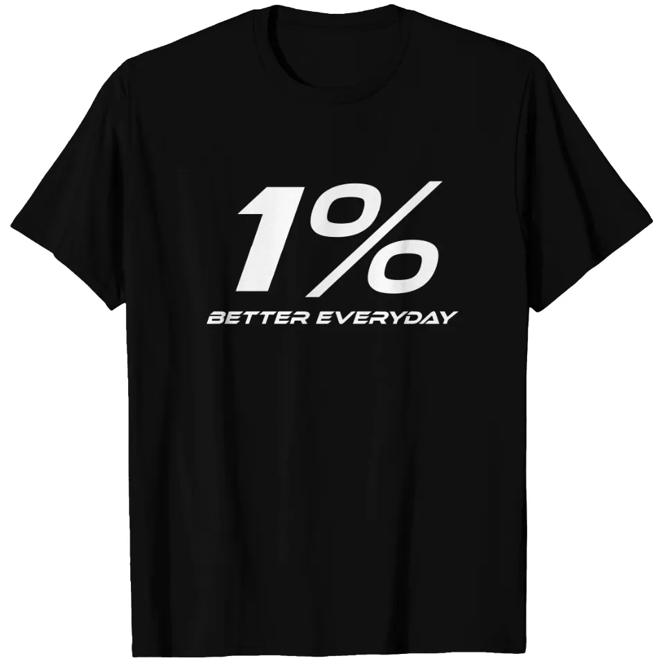 T-shirt lourd pour hommes 1% mieux chaque jour en noir — T-shirts pour hommes