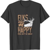 T-shirt Elks Deer Makes Me Happy pour hommes en noir